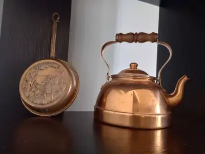 Vintage Copper Kettle and pan
