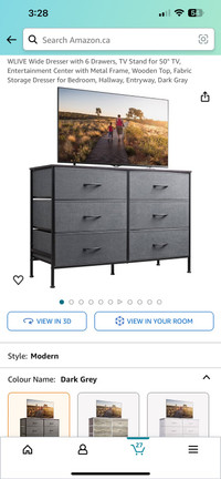 Fabric Storage Dresser Wooden Top 6 Drawer Steel Frame TV Stand