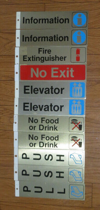 Lot of 11 Signs for Buildings, Business, Offices, Novelty, etc