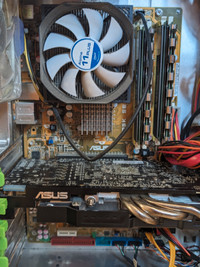 Asus P5K SE board, Core 2 Quad Q6600, 8GB RAM, CPU cooler.