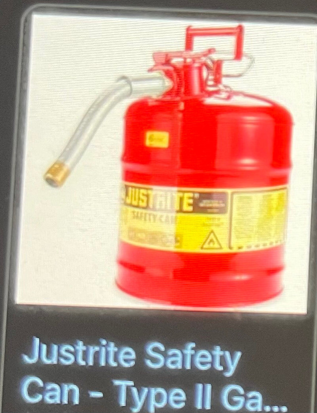 Justrite safety can.  Gas container in Other in Owen Sound