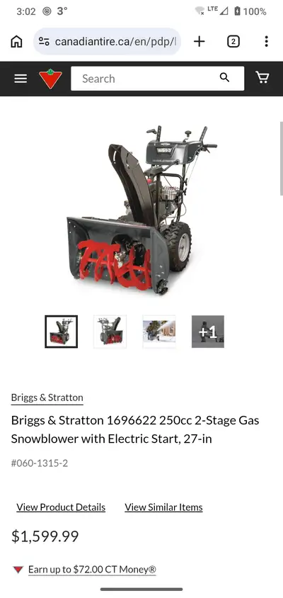 Briggs and Stratton snowblower, View more