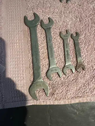 Set of vintage Twincraft wrenches. Sizes include 3/8, 1/2, 9/16, 5/8, and 7/16 inch. Made in Japan....