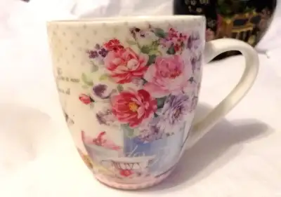 Beautiful flower porcelain mug, View more