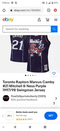 Official mitchell and ness Toronto raptors jersey