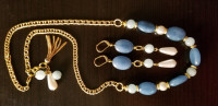 Jewelry set with Brazilian Aquamarine and pearls