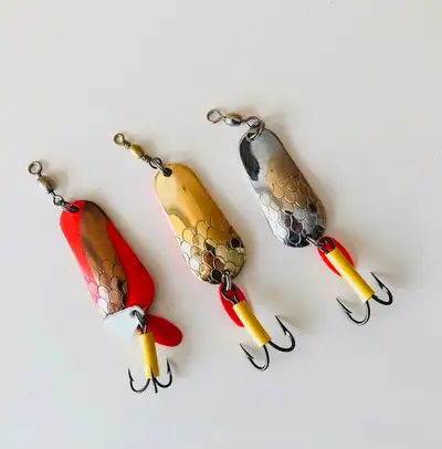 Lot of 3 Vintage Kit-A-Mat 45 Fishing Lures Solid Brass Copper, View more