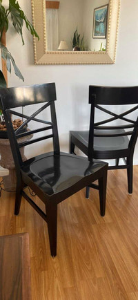 (4) Ethan Allen Dining Chairs, Black, Solid Wood, price per each