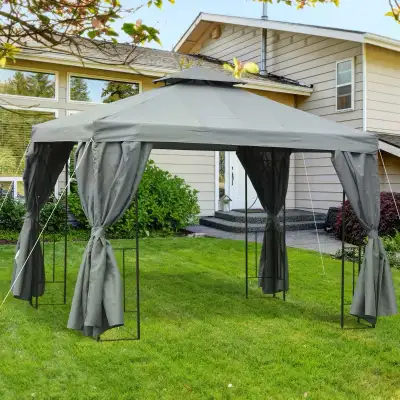 10' x 10' Patio Gazebo Outdoor, Canopy Shelter with Double-tier , View more