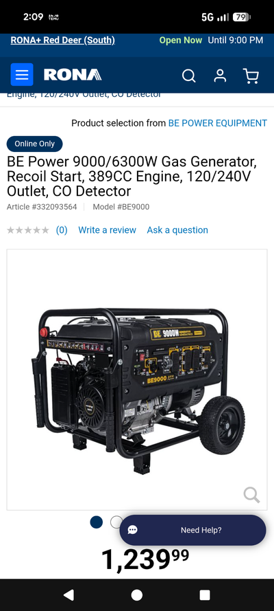 BE Power Equipment 9000/6300W Gas Generator, View more