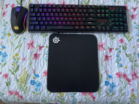 Red dragon keyboard + mouse + steel series mouse pad