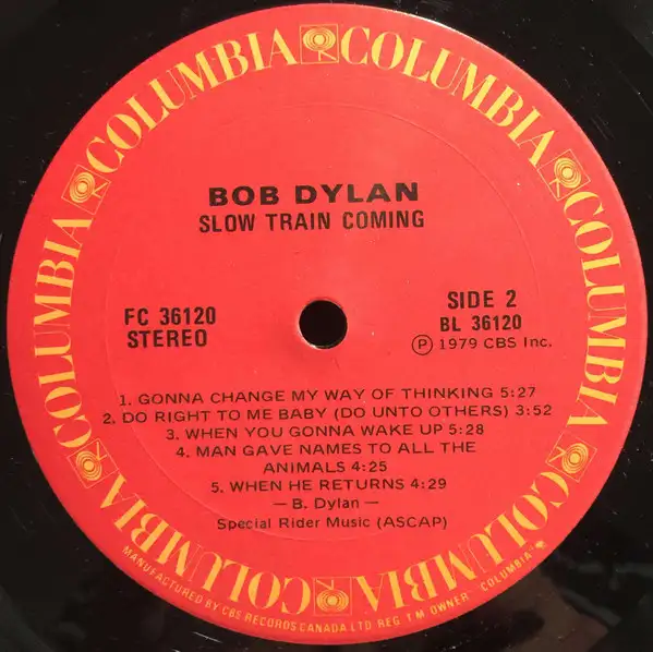 Bob Dylan 1979 LP record album Slow Train Coming vinyl in CDs, DVDs & Blu-ray in Markham / York Region - Image 5