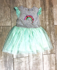 George 3 Y Grey/Green Rainbow Mesh Princess Tutu Dress