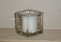 Square Glass Candle Holder ... Indoors or Outdoors