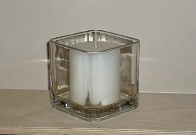 As shown in pictures Square glass Candle holder Candle included Clean From a smoke free home $10 .