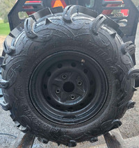 New 26 in.Maxxis Zilla tires mounted on steel rims 