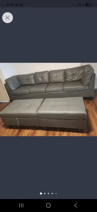 Gret leather sectional couches with ottomans , View more