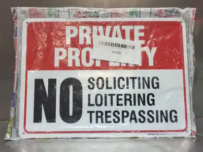 Measures 14" x 10" This brand-new Private Property sign clearly states "No Soliciting, Loitering, Tr...