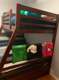 Solid Wood Full Double Bunk Bed with Storage Drawers