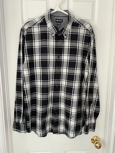 Men's HAGGER Black /White Plaid, Long Sleeve, Flannel Shirt, Lrg, View more