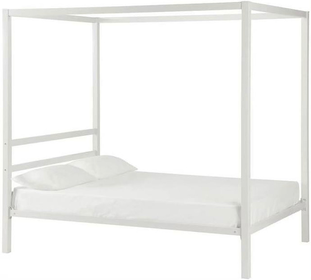 DHP Modern Metal Canopy Poster Bed, Full, Off White in Beds & Mattresses in Mississauga / Peel Region - Image 2
