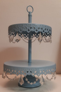 15" high beautiful metal birds egg blue cupcake / dessert stand
