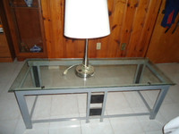 **COFFEE TABLE GLASS TOP- WITH TABLE LAMP**
