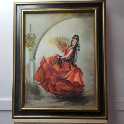 Flamenco Dancer Oil Painting- 23"X30", View more