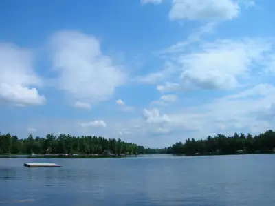 Upper Harris Lake part of the Magnetawan River. Private, tall pines, flat lot with over 400 ft of la...