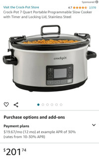 My Time Digital CrockPot Slow Cooker with Locking Lid