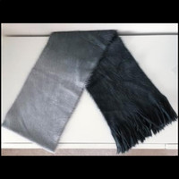 Women's Clothing  - NEW Black Grey Fluffy Gradient Winter Scarf