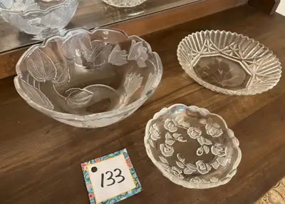 3 Decorative Glass Bowls, View more
