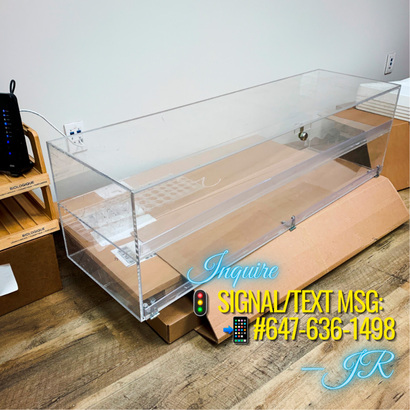 Rectangular Clear Lockable Acrylic Display Cases 4'x14"x14" Hutches