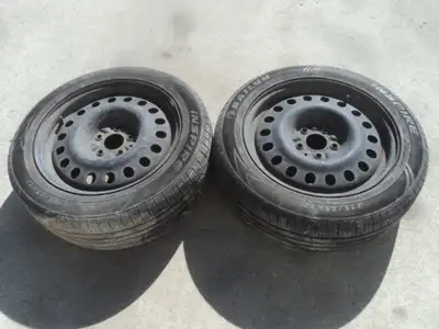 2 Sailun all season tires with steel rims are for sale. Tires are 215/55/17. Rims are 5 holes, 4.5 i...