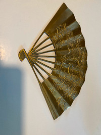 Dragon Chinese Hand Fan ENGRAVED ON BRASS ONE OF A KIND VINTAGE