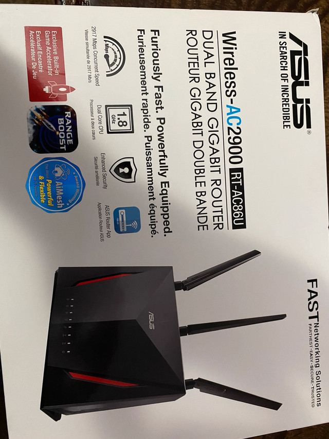 ASUS wireless AC2900 RT-AC86U router  in Networking in St. Catharines