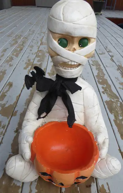 Halloween Mummy Decor pumpkin candy bowl Statue, View more