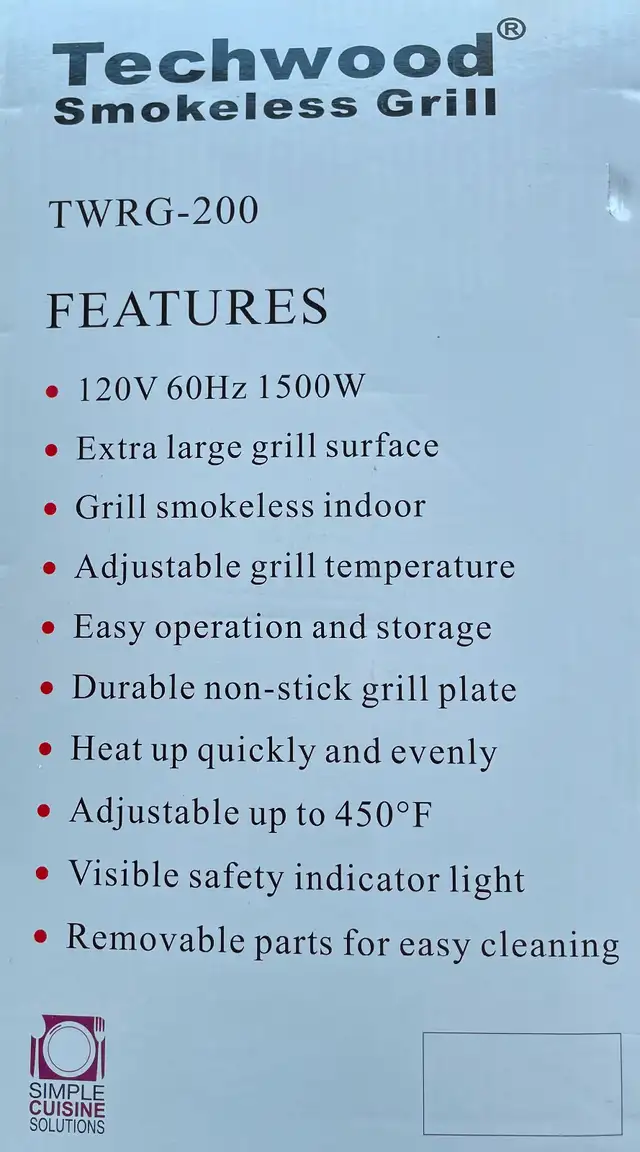 Smokeless Grill- Techwood; SW Calgary,62863732930049121