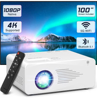 1080P Bluetooth Projector with WiFi - NEW
