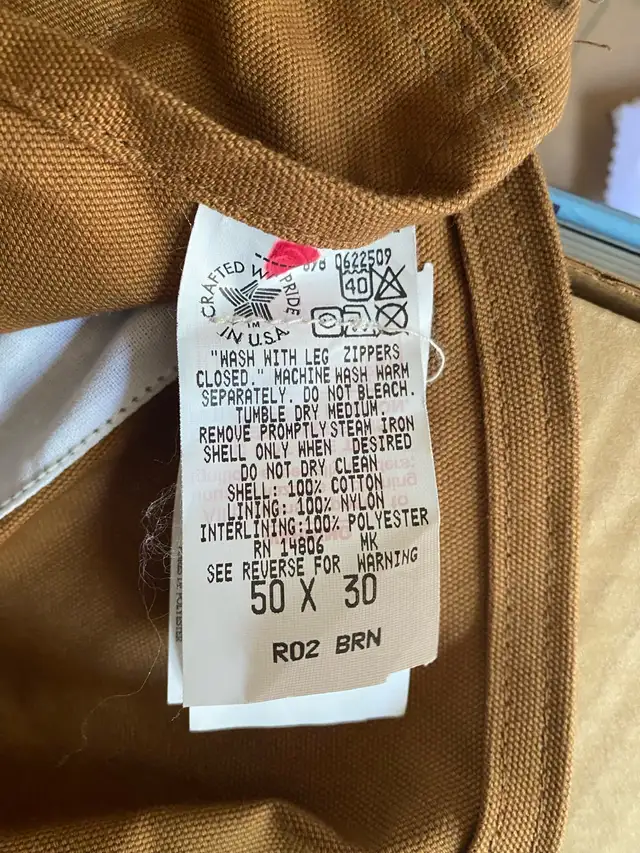 Carhartt Bib Overalls 50x30 in Men's in Oshawa / Durham Region - Image 3
