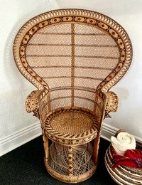 Vintage peacock wicker chair