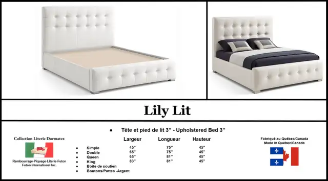 NEUF Lit plateforme simple a king (50 choix et+ tissu couleurs in Beds & Mattresses in City of Montréal - Image 3