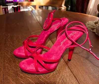 BRAND NEW PLEASER- RED SANDALS HIGH HEELS- 7, View more