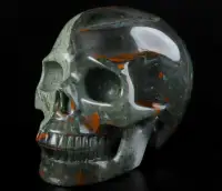 African Bloodstone Crystal Skull! Hand carved, realistic.