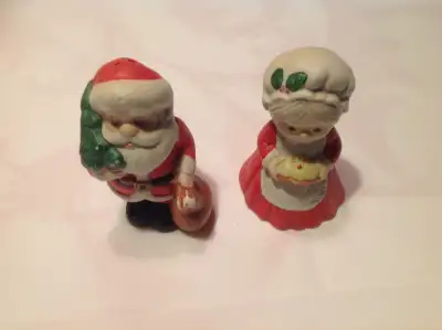 Vintage Christmas Santa salt and pepper shakers, View more