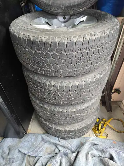FREE DELIVERY!! Goodyear all terrain tires w Kevlar 275 65/R18 with rims $450 Came of a Ram 1500 tru...