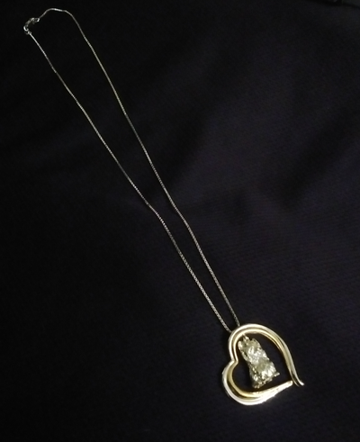 Sterling silver cat lovers necklace, View more