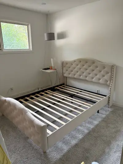 Queen Tufted Upholstered Bed Frame, View more