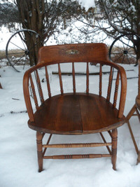 Vintage 1970s Round Solid Wood Round Back Chair