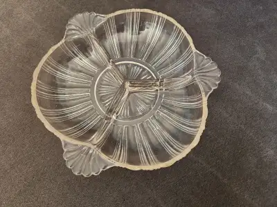 Hazel Atlas (1930s) 572 Ridge Fan divided light pink glass dish, View more